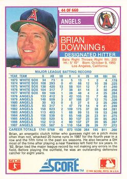 1988 Score - Glossy #44 Brian Downing Back