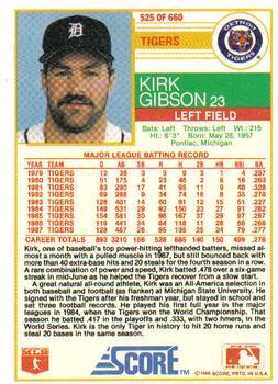 1988 Score - Glossy #525 Kirk Gibson Back