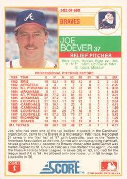 1988 Score - Glossy #542 Joe Boever Back