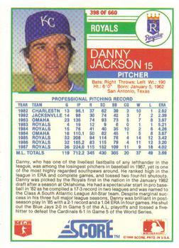 1988 Score - Glossy #398 Danny Jackson Back