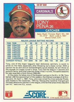 1988 Score - Glossy #48 Tony Pena Back