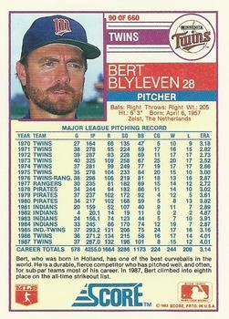 1988 Score - Glossy #90 Bert Blyleven Back