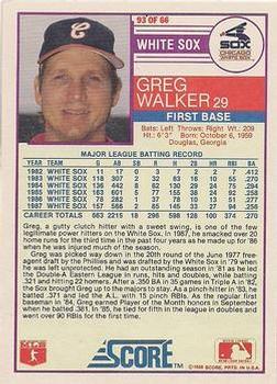 1988 Score - Glossy #93 Greg Walker Back