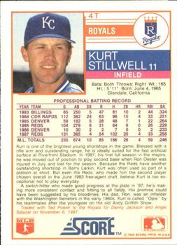 1988 Score Rookie & Traded - Glossy #4T Kurt Stillwell Back