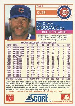 1988 Score Rookie & Traded - Glossy #14T Rich Gossage Back
