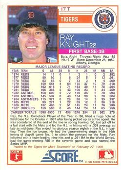 1988 Score Rookie & Traded - Glossy #17T Ray Knight Back