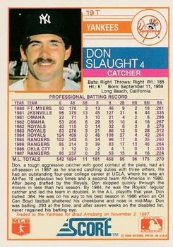 1988 Score Rookie & Traded - Glossy #19T Don Slaught Back