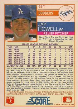 1988 Score Rookie & Traded - Glossy #35T Jay Howell Back
