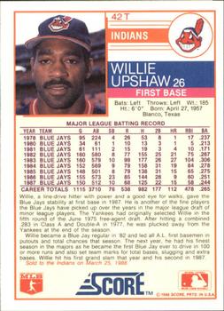 1988 Score Rookie & Traded - Glossy #42T Willie Upshaw Back