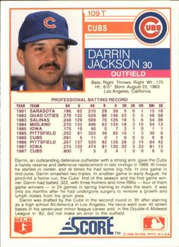 1988 Score Rookie & Traded - Glossy #109T Darrin Jackson Back