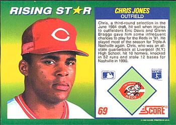 1992 Score 100 Rising Stars #69 Chris Jones Back