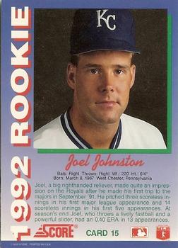 1992 Score Rookies #15 Joel Johnston Back