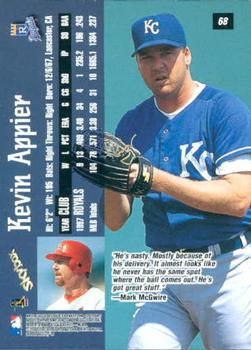 1998 SkyBox Dugout Axcess #68 Kevin Appier Back