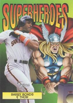 1998 SkyBox Dugout Axcess - SuperHeroes #1SH Barry Bonds / Thor Front