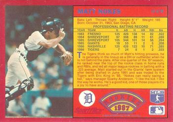 1987 Sportflics Rookies I #16 Matt Nokes Back