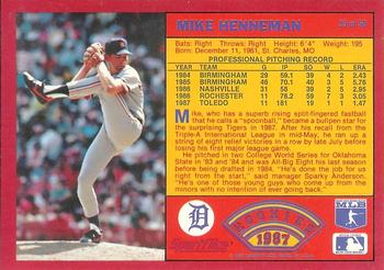 1987 Sportflics Rookies II #29 Mike Henneman Back