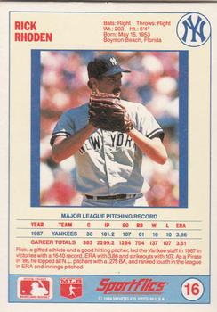 1988 Sportflics Gamewinners #16 Rick Rhoden Back