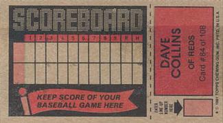 1981 Topps Scratch-Offs #84 Dave Collins Back