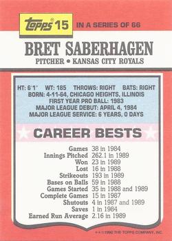 1990 Topps TV All-Stars #15 Bret Saberhagen Back