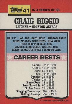1990 Topps TV All-Stars #41 Craig Biggio Back