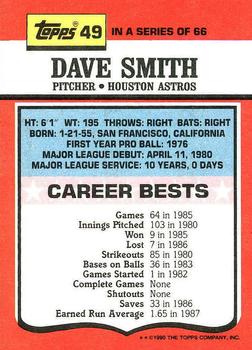 1990 Topps TV All-Stars #49 Dave Smith Back
