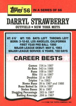 1990 Topps TV All-Stars #56 Darryl Strawberry Back