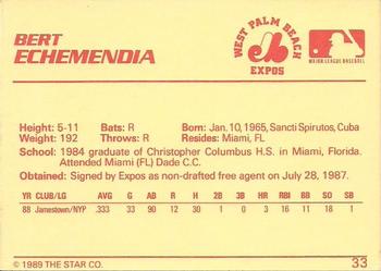 1989 Star #33 Bert Echemendia Back
