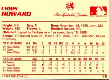 1989 Star #78 Chris Howard Back