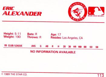 1989 Star #113 Eric Alexander Back