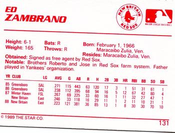 1989 Star #131 Ed Zambrano Back