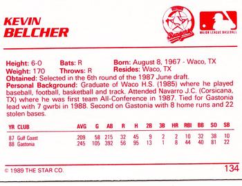 1989 Star #134 Kevin Belcher Back