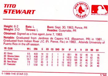 1989 Star #136 Tito Stewart Back