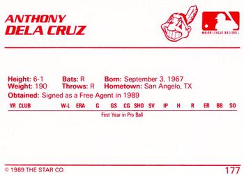 1989 Star #177 Anthony de la Cruz Back