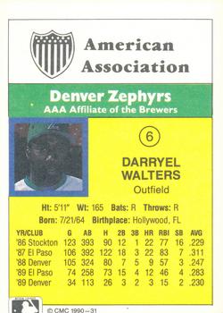 1990 CMC #31 Darryel Walters Back