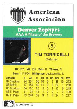 1990 CMC #33 Tim Torricelli Back