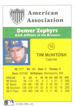 1990 CMC #40 Tim McIntosh Back