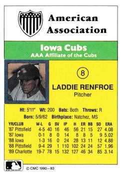 1990 CMC #83 Laddie Renfroe Back