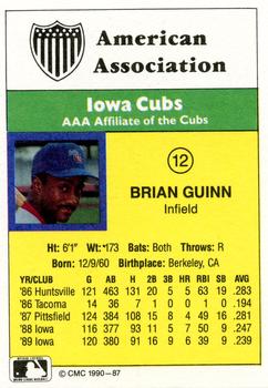 1990 CMC #87 Brian Guinn Back