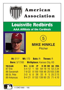 1990 CMC #105 Mike Hinkle Back