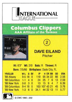 1990 CMC #202 Dave Eiland Back