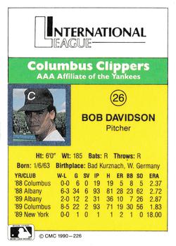 1990 CMC #226 Bob Davidson Back