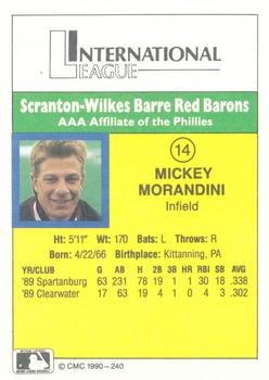 1990 CMC #240 Mickey Morandini Back