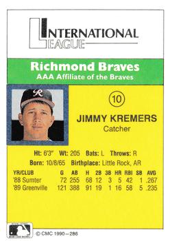1990 CMC #286 Jimmy Kremers Back