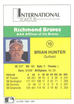1990 CMC #295 Brian Hunter Back