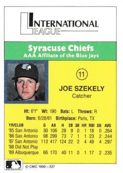 1990 CMC #337 Joe Szekely Back