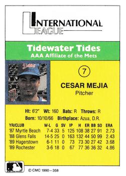 1990 CMC #358 Cesar Mejia Back