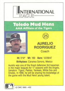 1990 CMC #402 Aurelio Rodriguez Back