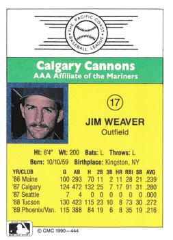 1990 CMC #444 Jim Weaver Back