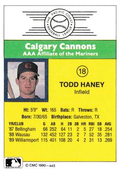 1990 CMC #445 Todd Haney Back