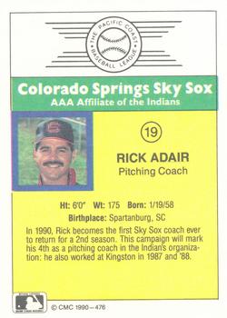 1990 CMC #476 Rick Adair Back